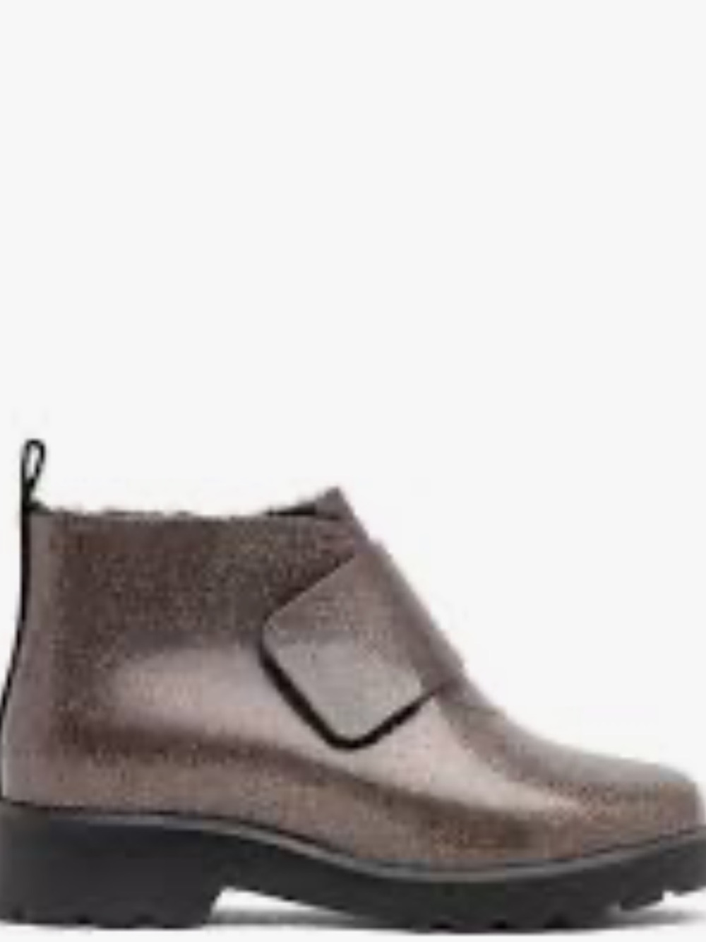 Mini Melissa Chelsea Boots faux fur lined black glitter size girls 8